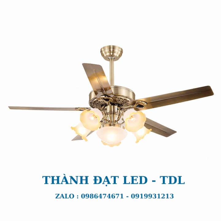 Quạt trần đèn trang trí DCT Fan 137 cánh kim loại màu đồng - Thành Đạt Led