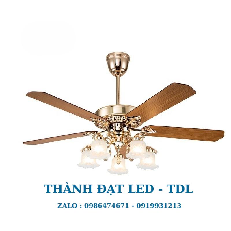 Quạt trần đèn trang trí phòng khách DCT Fan 103 Cánh gỗ Plywood- Thành Đạt Led