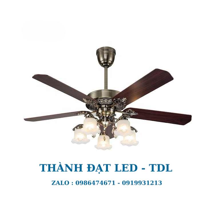 Quạt trần đèn trang trí phòng khách DCT Fan 103 cánh kim loại - Thành Đạt Led