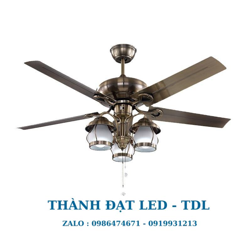 Quạt trần đèn trang trí DCT Fan 104 Cánh kim loại 5 Cánh - Thành Đạt Led