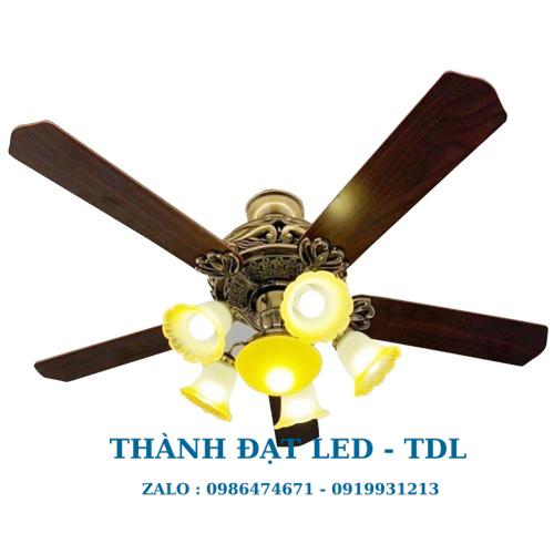 Quạt trần đèn chùm trang trí DCT Fan 109 Cánh gỗ 5 Cánh - Thành Đạt Led