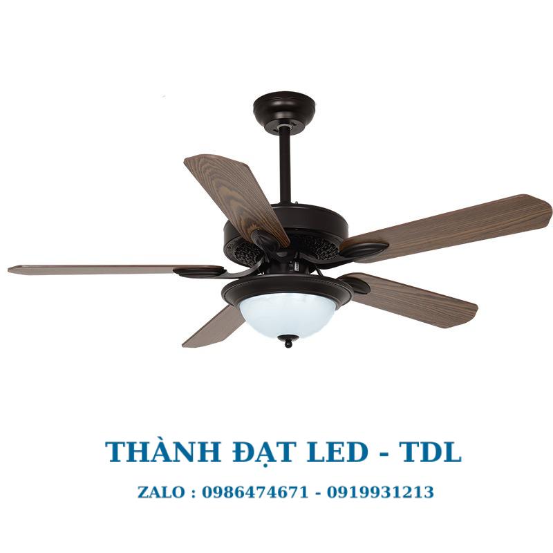 Quạt trần đèn trang trí DCT Fan 121 cánh kim loại 5 Cánh - Thành Đạt Led